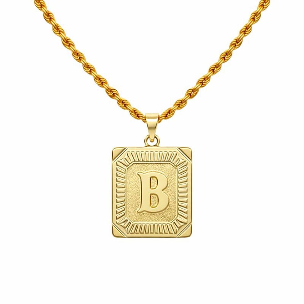 Plaka Kare Model Altın Harf Kolye Ucu – Minimal Şık Tasarım (2,2 × 1,60 cm – 0,05 mm)