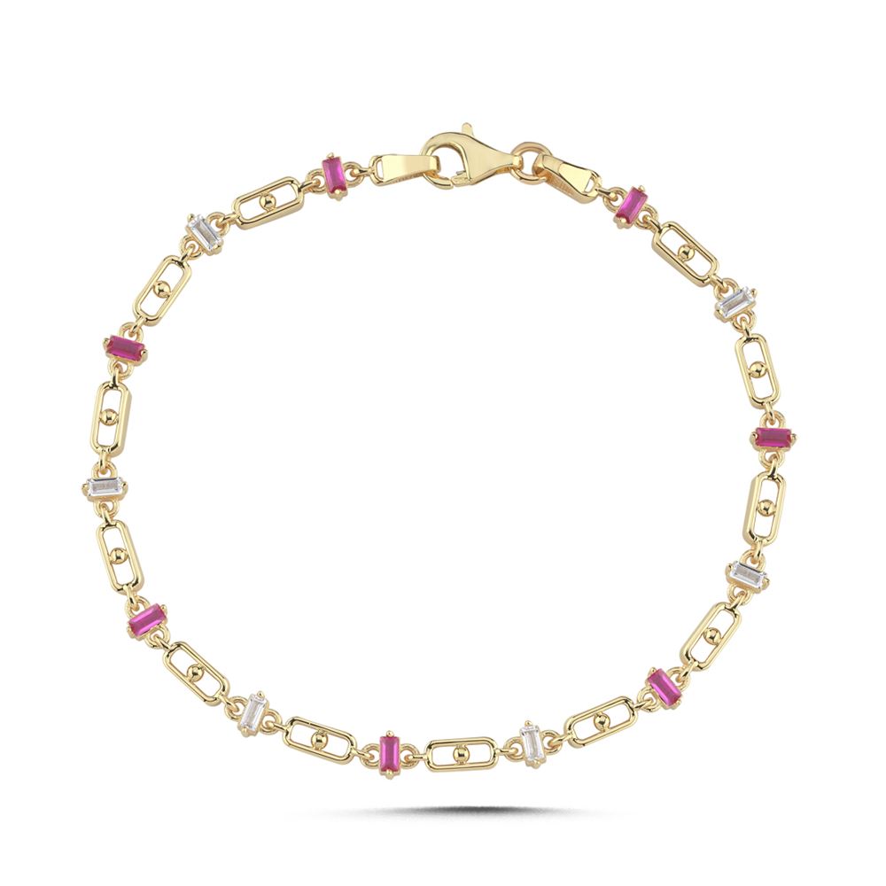 Ataç Baget Kare Tasarım Taşlı Bileklik (18,5*0,4 Cm)