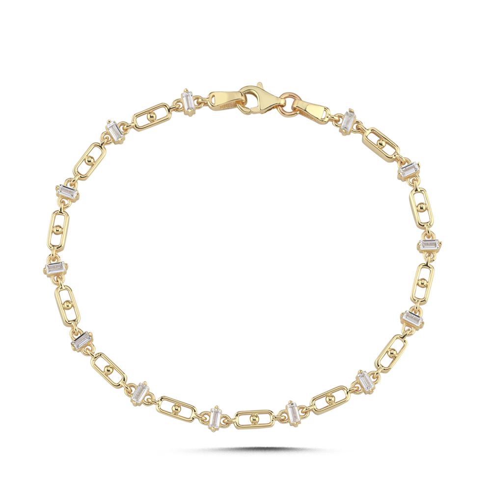 Ataç Baget Kare Tasarım Taşlı Bileklik (18,5*0,4 Cm)