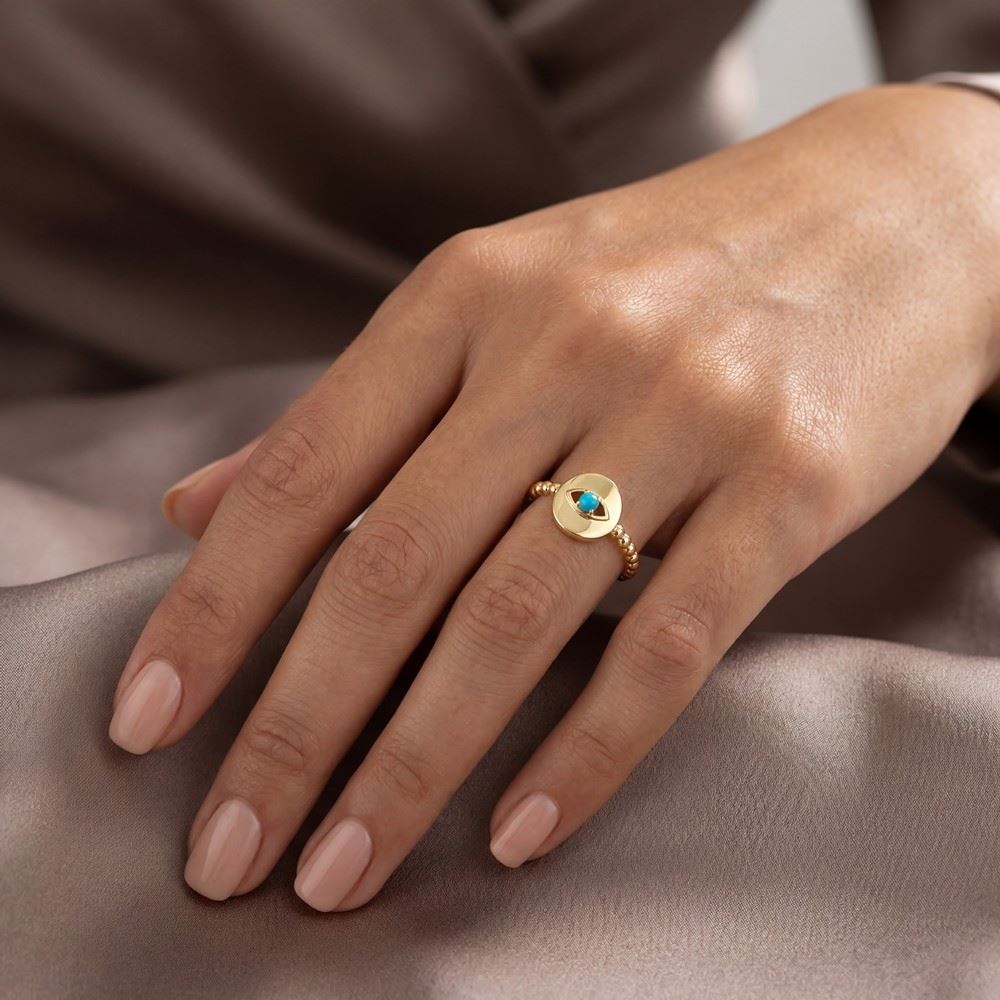 Firuze Taşlı Plaka Yüzük