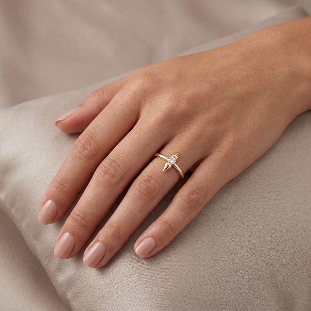 Çivi Tasarım Taşlı Yüzük