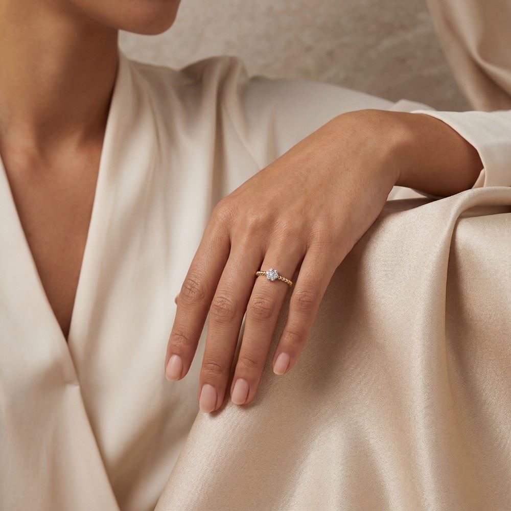 Altıgen Mokta Tasarım Taşlı Yüzük