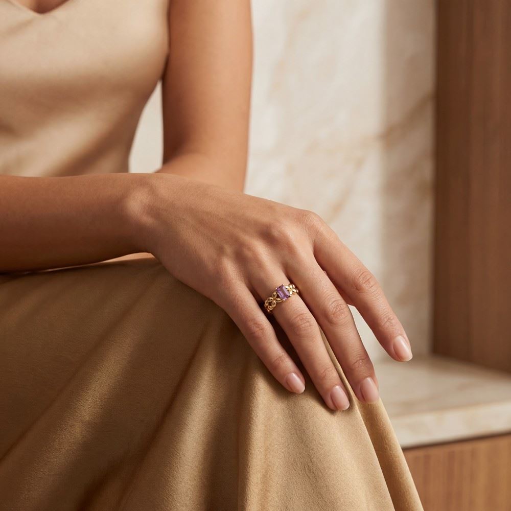 Pembe Taşlı Burgu Yüzük