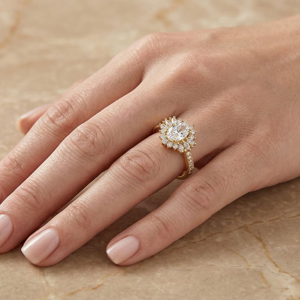 Oval Kenar Taşlı Fantazi Yüzük