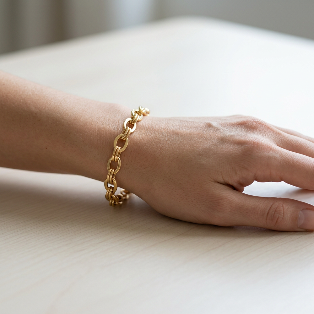 Ataç Oval Tasarım Altın Bileklik