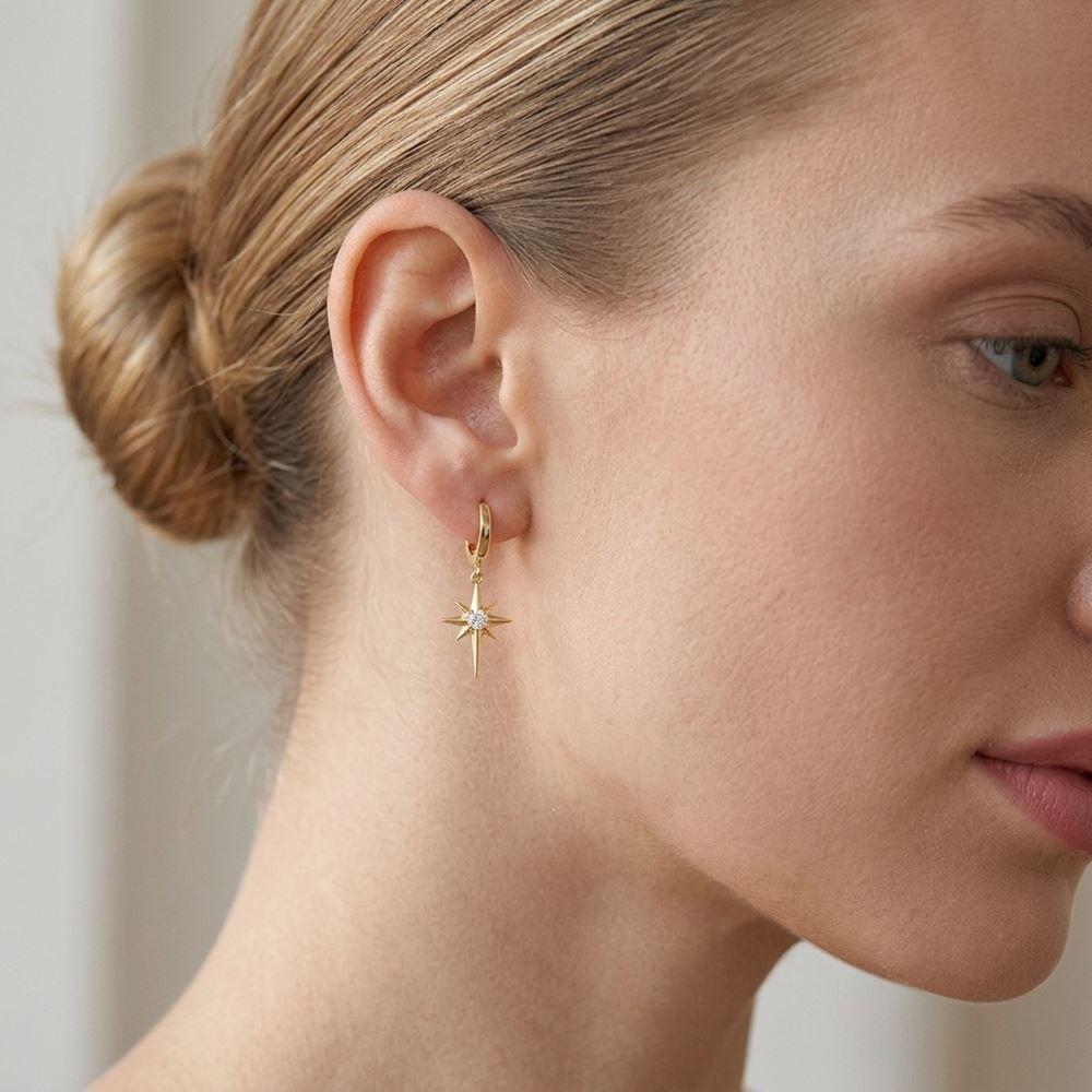 Kutup Yıldız Sallantı Küpe (3,00*1,20 Cm 0,20 Mm)