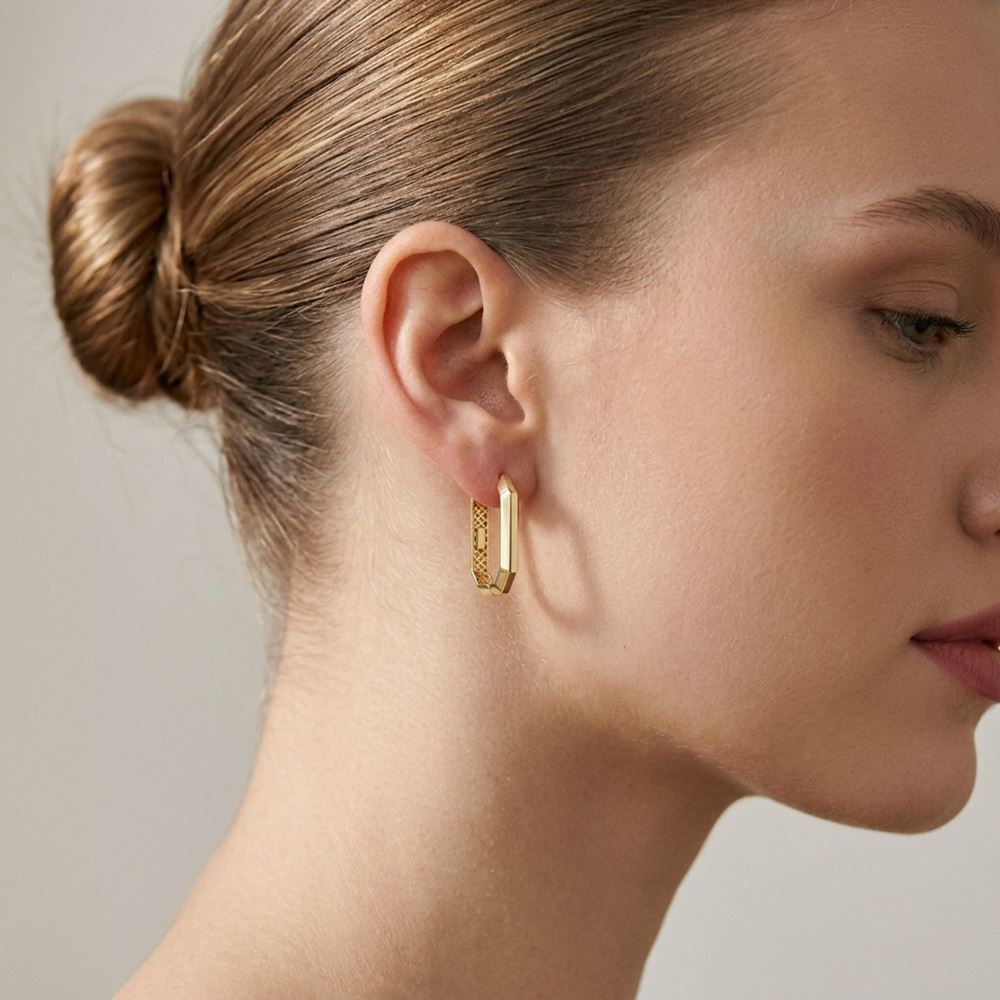 U Sekizgen Tasarım Küpe (1,90*1,30 Cm 0,20 Mm)