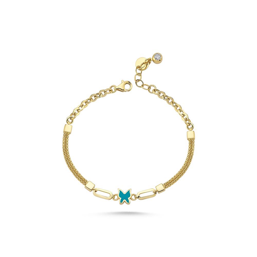 Mavi Beyaz Kelebek Bileklik