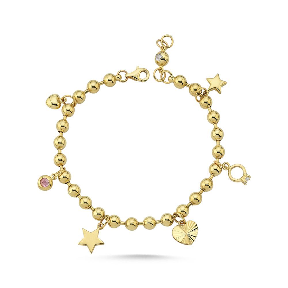 Kalp Yıldız Tektaş Taşlı Toplu Bileklik