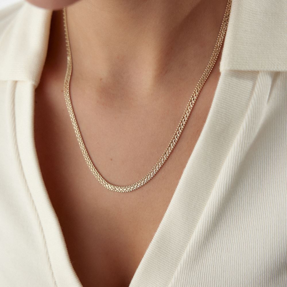 İtalyan Üç Sıra Top Kolye 47 Cm