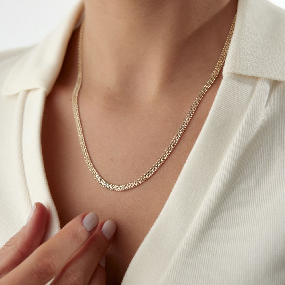 İtalyan Üç Sıra Top Kolye 47 Cm