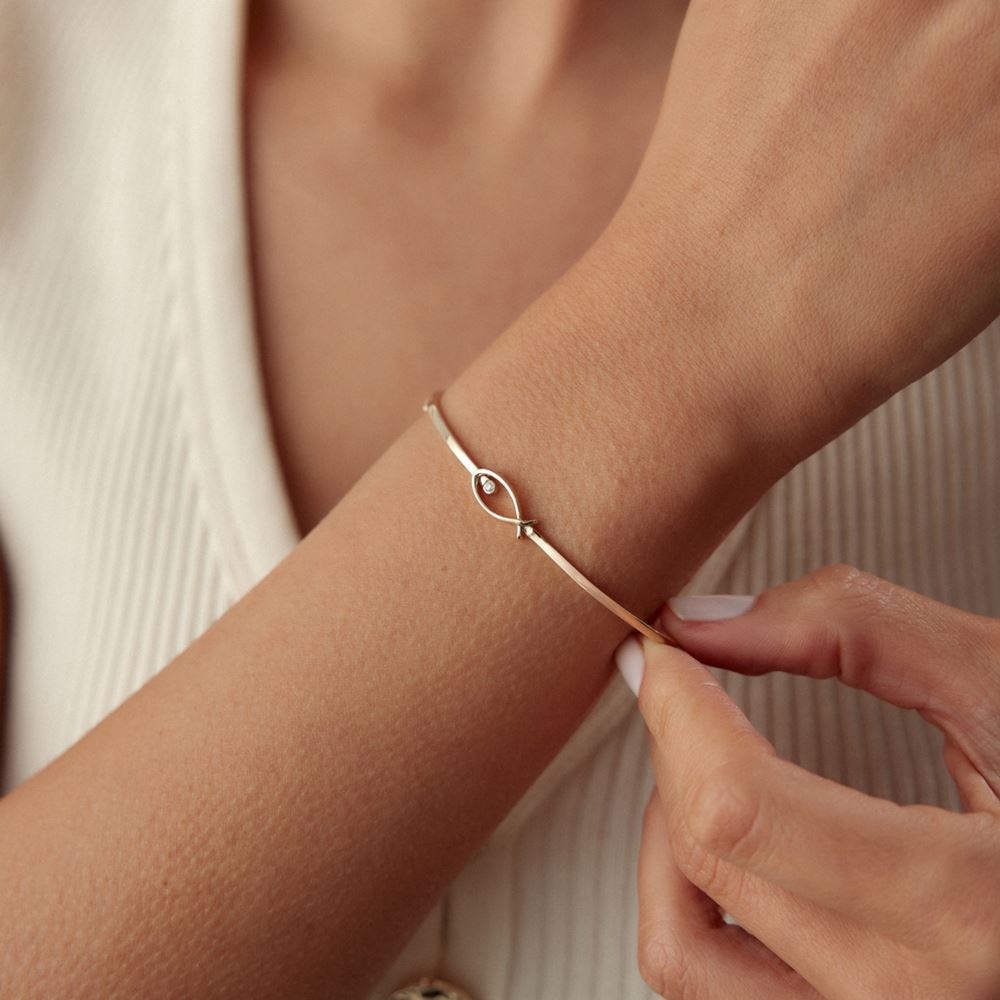 Balık  Tasarım Taşlı Kelepçe