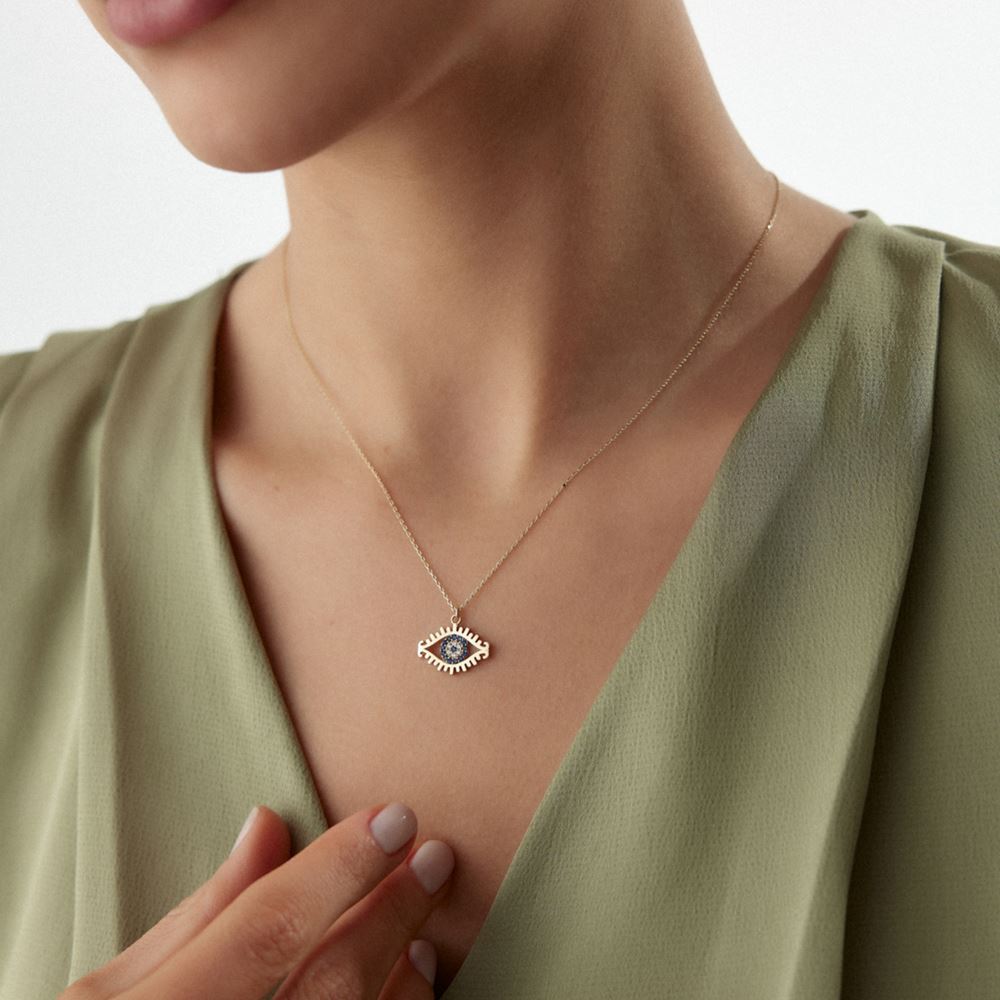 Göz Mavi Taşlı Kolye