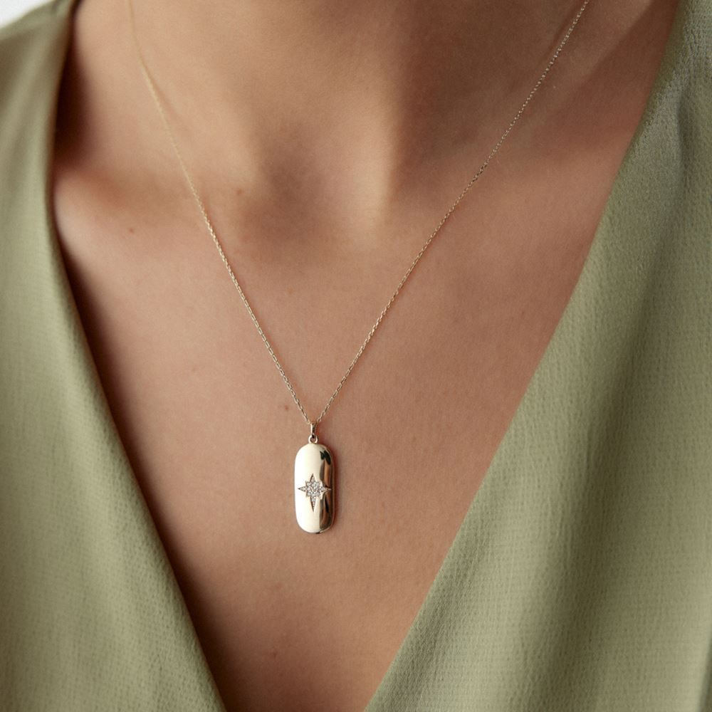 Kutup Yıldız Taşlı Tasarım Kolye