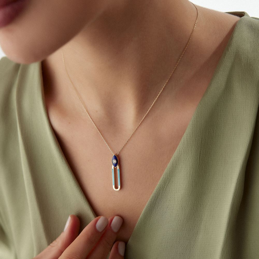 Mineli Göz Taşlı Kolye