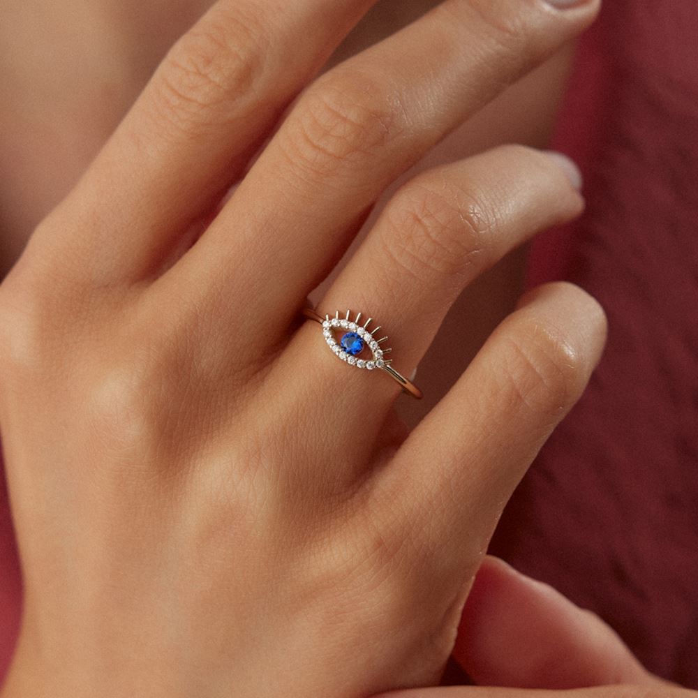 Mavi Taşlı Göz Yüzük