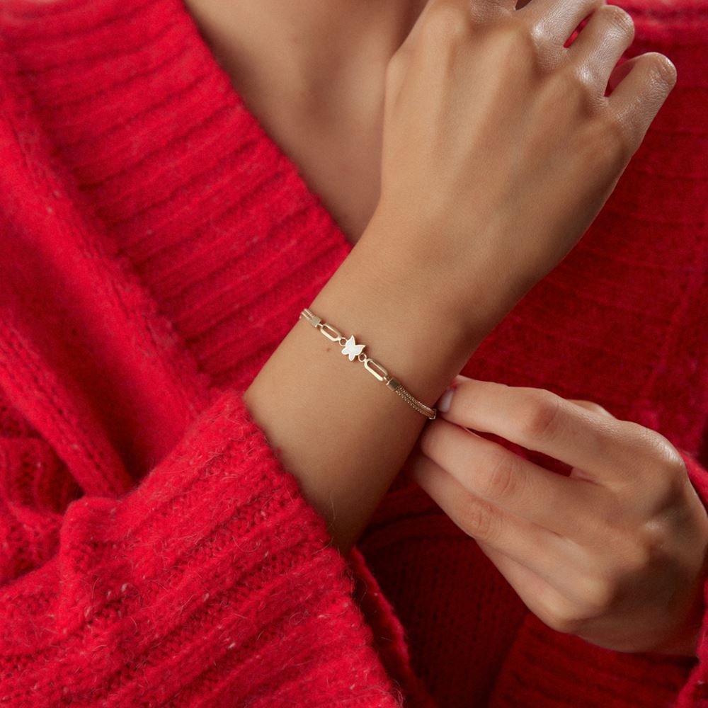 Mavi Beyaz Kelebek Bileklik