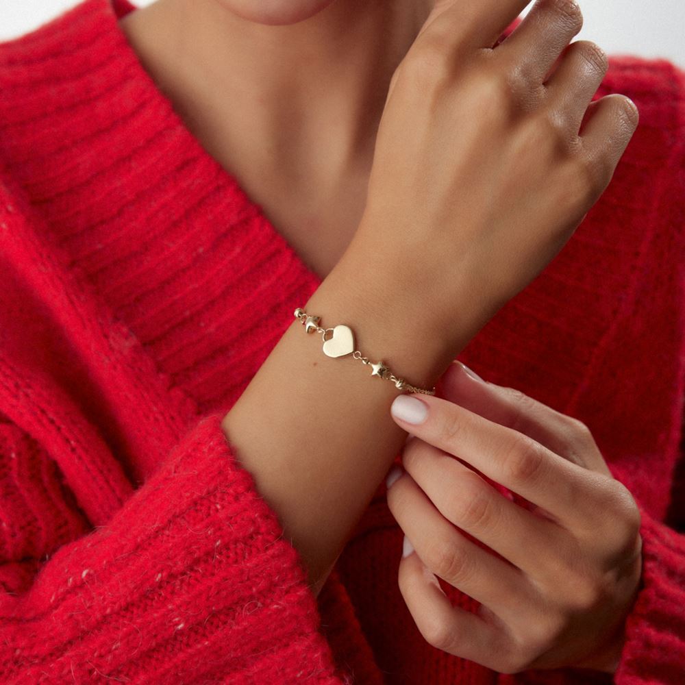 Kalp Yıldız Kalemli Top Bileklik