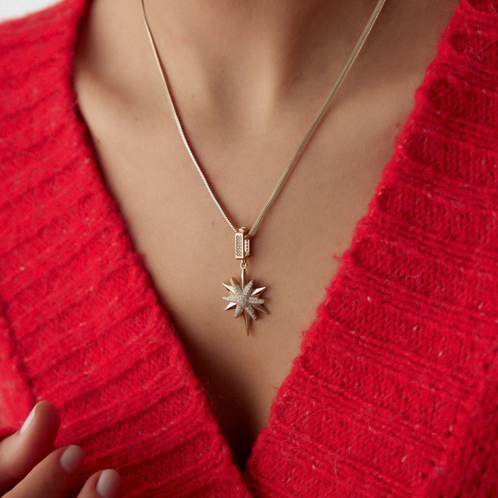 Kutup Yıldız Taşlı Charm Kolye Ucu