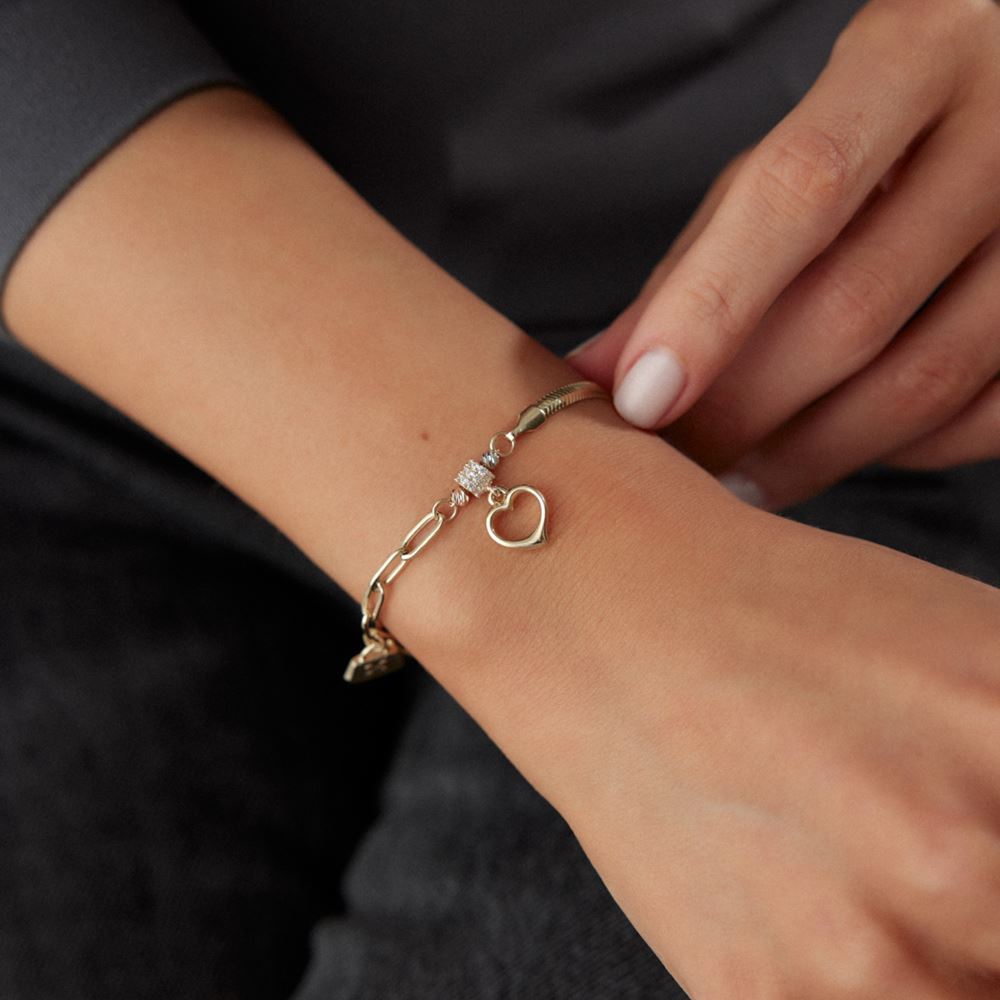 Halka Ve Balık Zincirli Kalp Bileklik