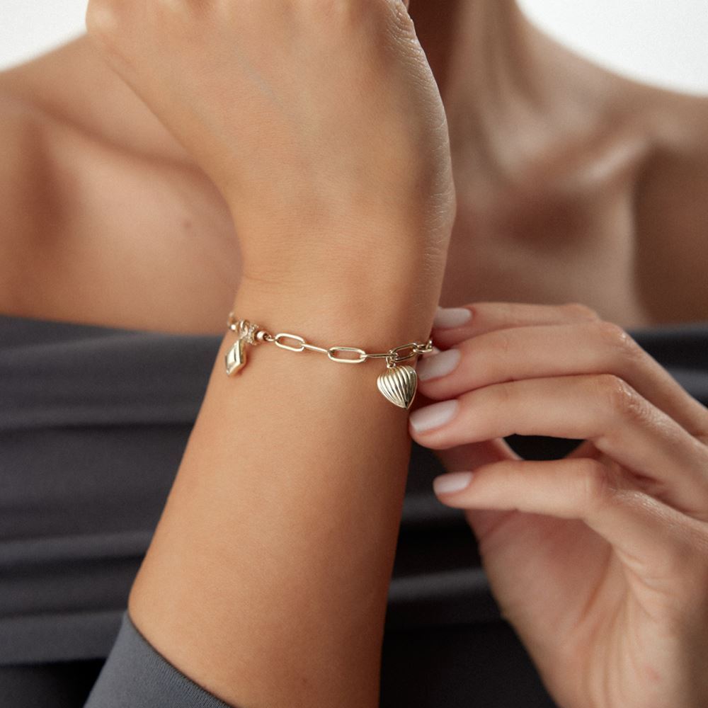 Balık Ve Halka Zincir Kalp Bileklik