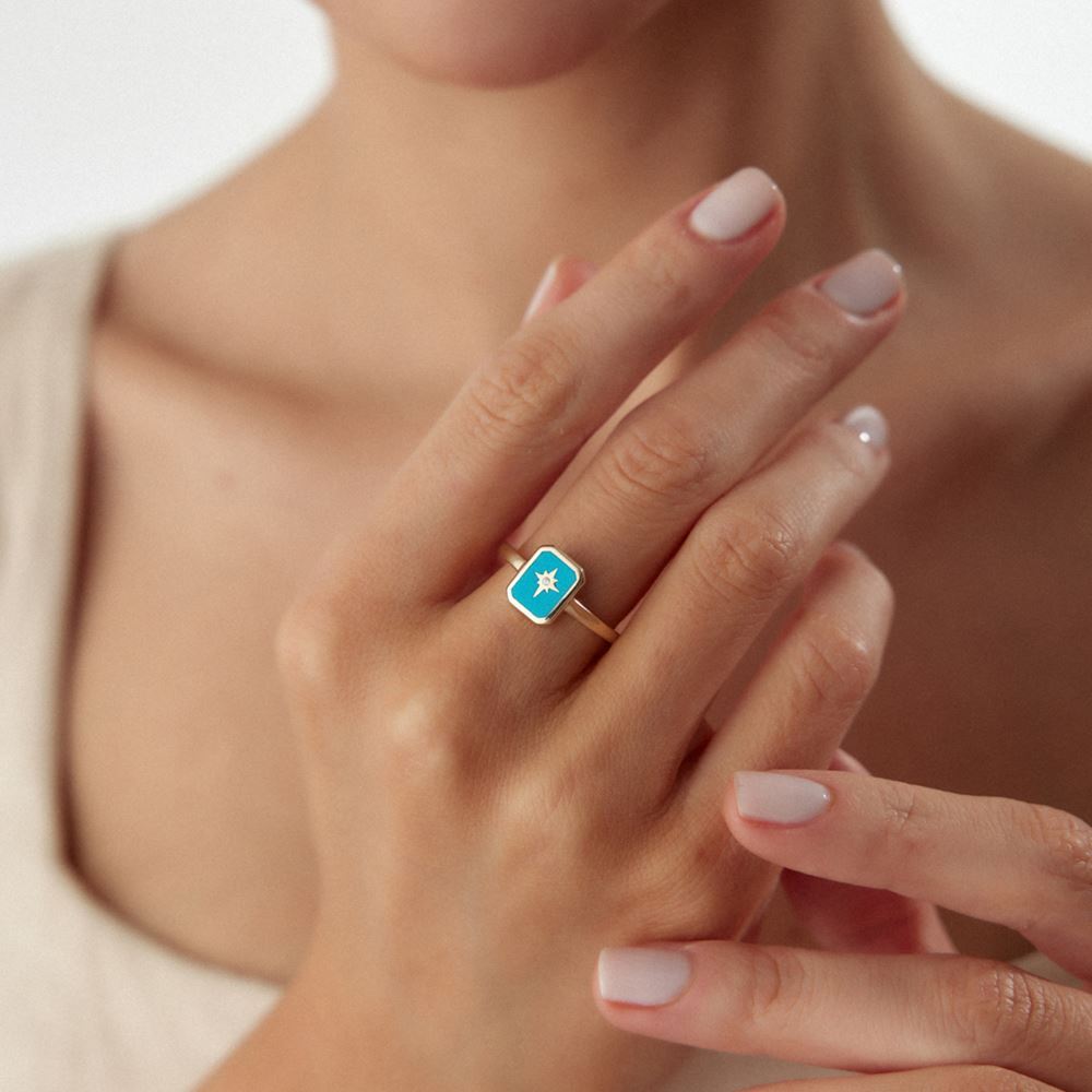 Deniz Yıldız Mineli Yüzük