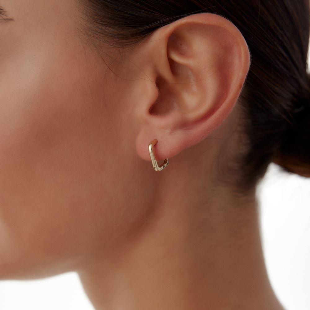 Kare Yarım Daire Halka Küpe