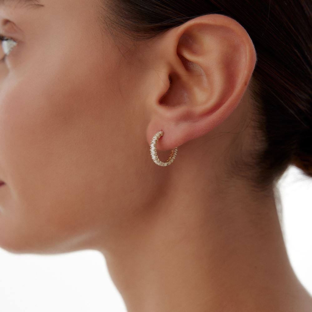 Baget Sıralı Taşlı Küpe