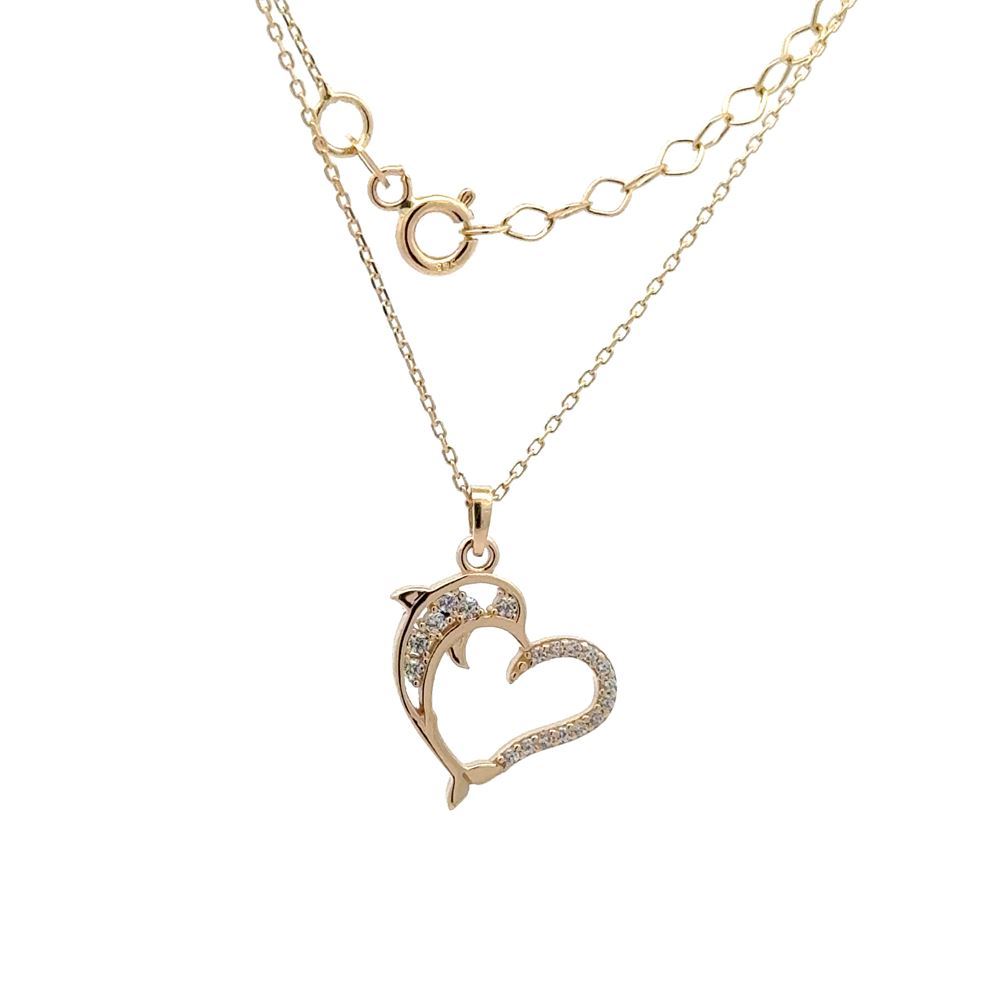 Kalp Tasarım Yunus Figürlü Kolye