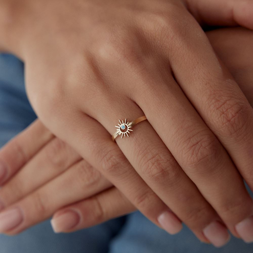 Güneş Firuze Taşlı Yüzük