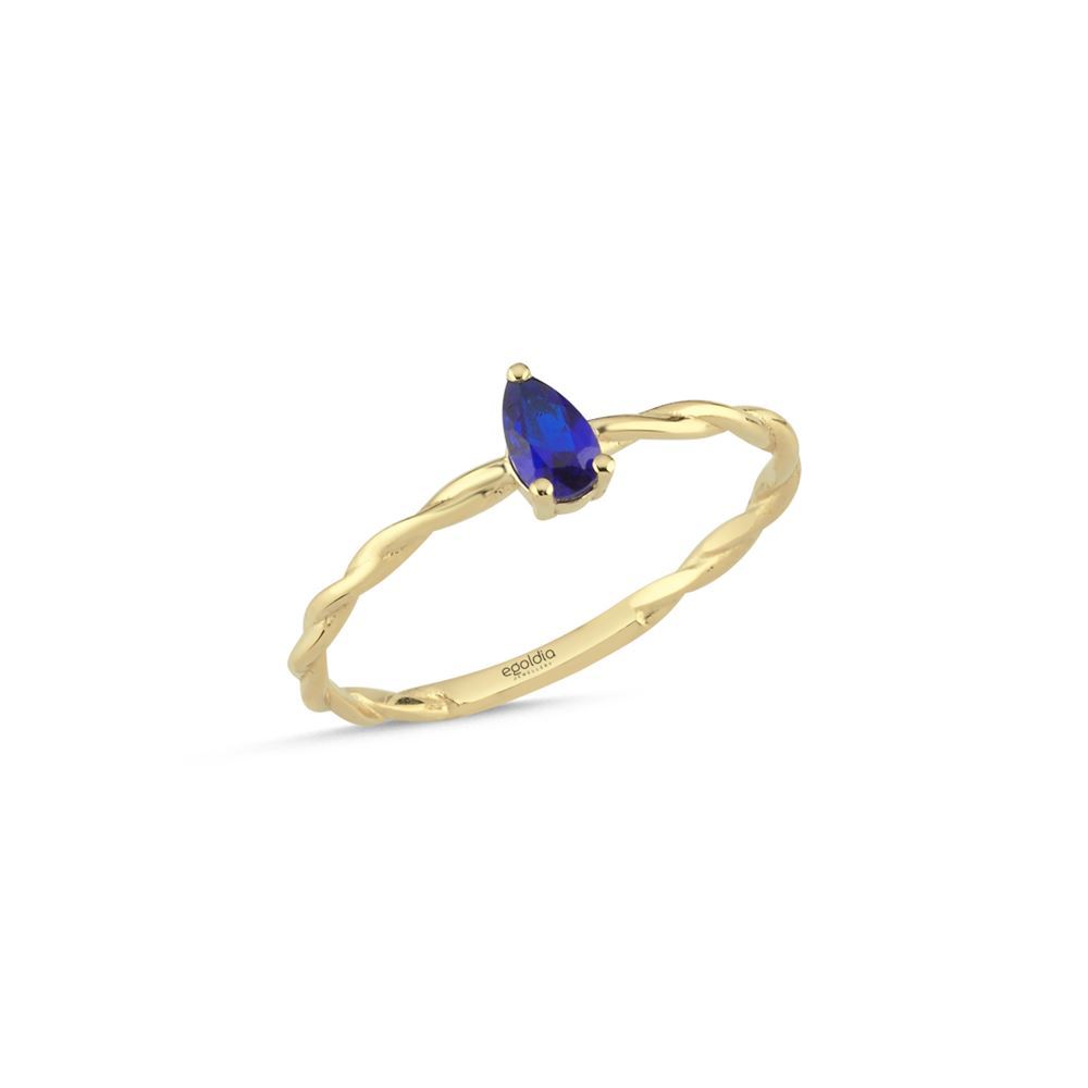 Mavi Damla Taşlı Burgu Tasarım Yüzük