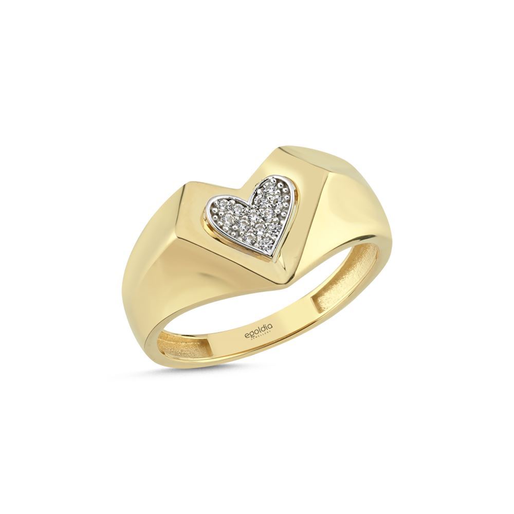 Kalp Tasarım Taşlı Yüzük