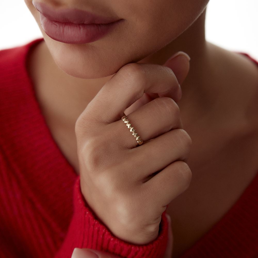 Kalp Sıralı Tasarım Yüzük