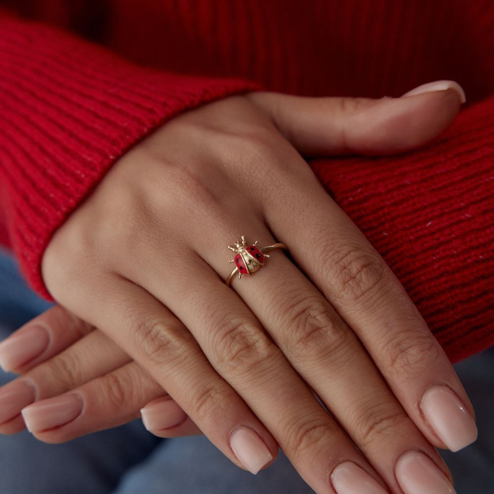 Uğur Böceği Mineli Yüzük