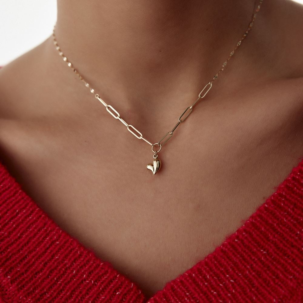 Kalp Ataç Pullu Kolye