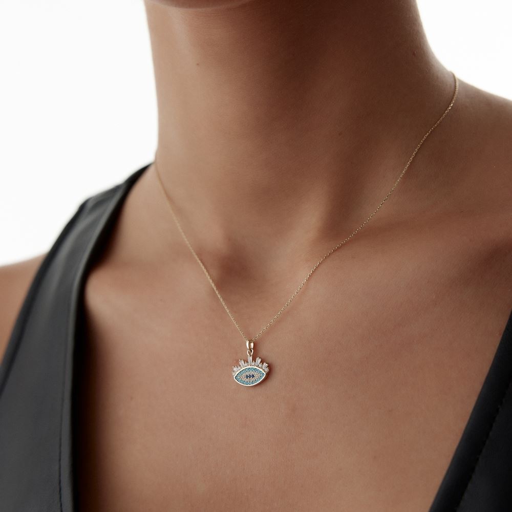 Renkli Parçalı Taşlı Göz Kolye