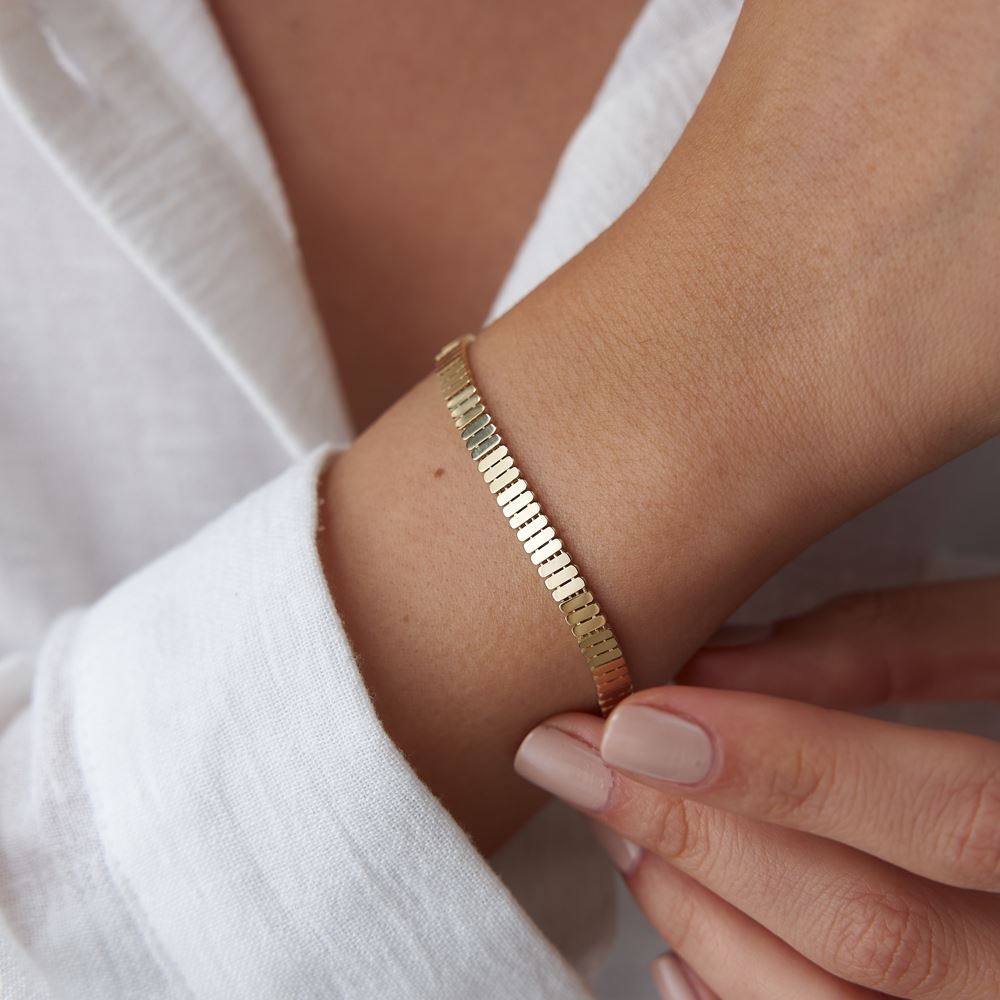 İtalyan Sıralı Balıksırtı Altın Bileklik