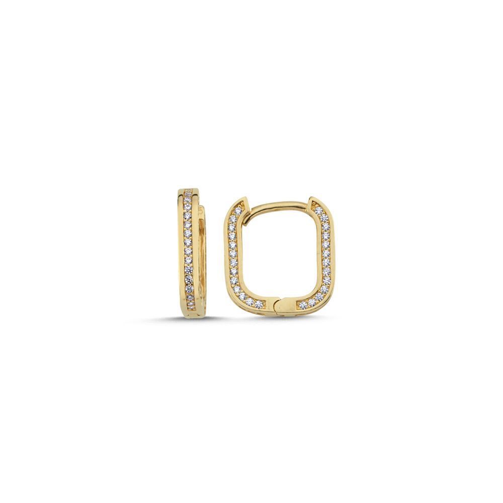 Kare Tasarım Taşlı Küpe