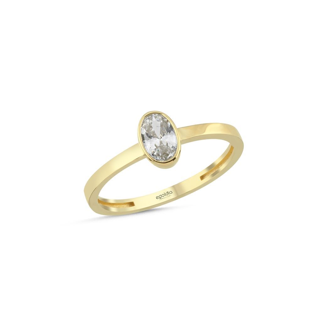 Oval Baget Taşlı Yüzük