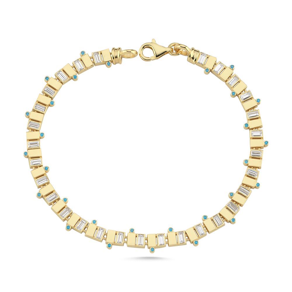 Kare Baget Taşlı Nokta Yeşil Taşlı Bileklik