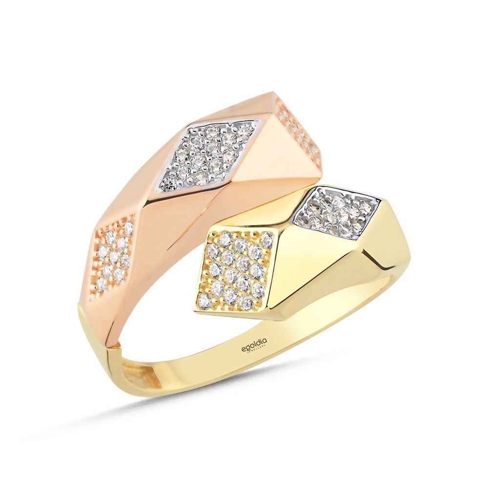 Kare Küp Prizma Tasarım Taşlı Yüzük