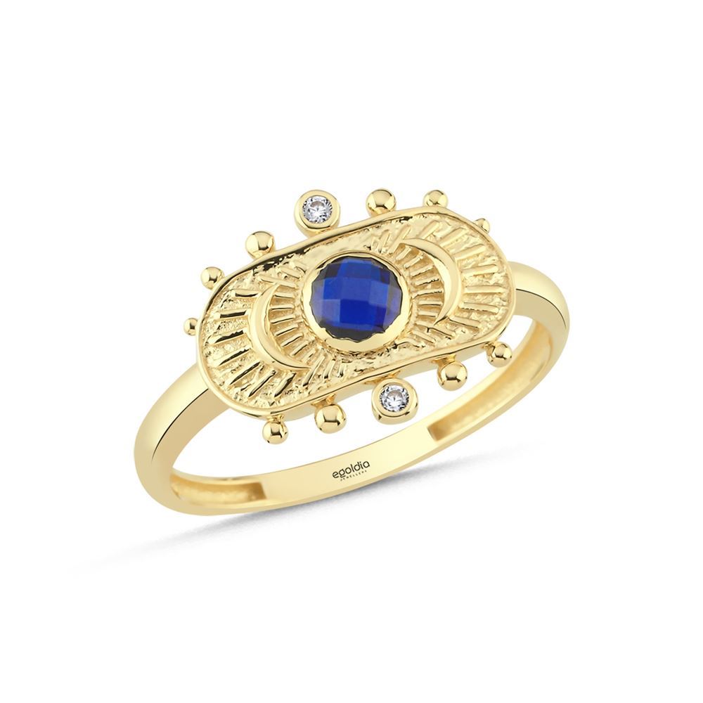 Şövalye Tasarım Mavi Taşlı Yüzük