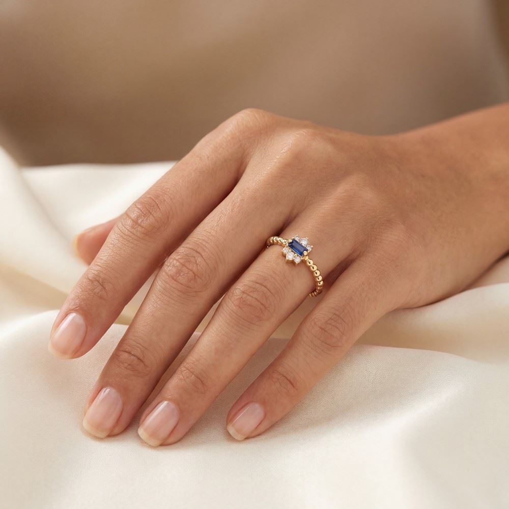 Baget Mavi Taşlı Yüzük