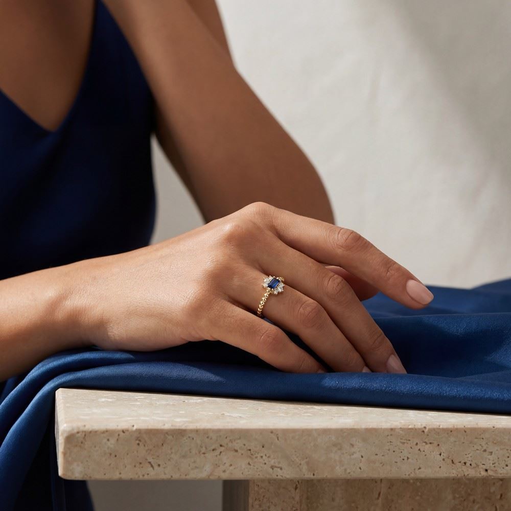 Baget Mavi Taşlı Yüzük