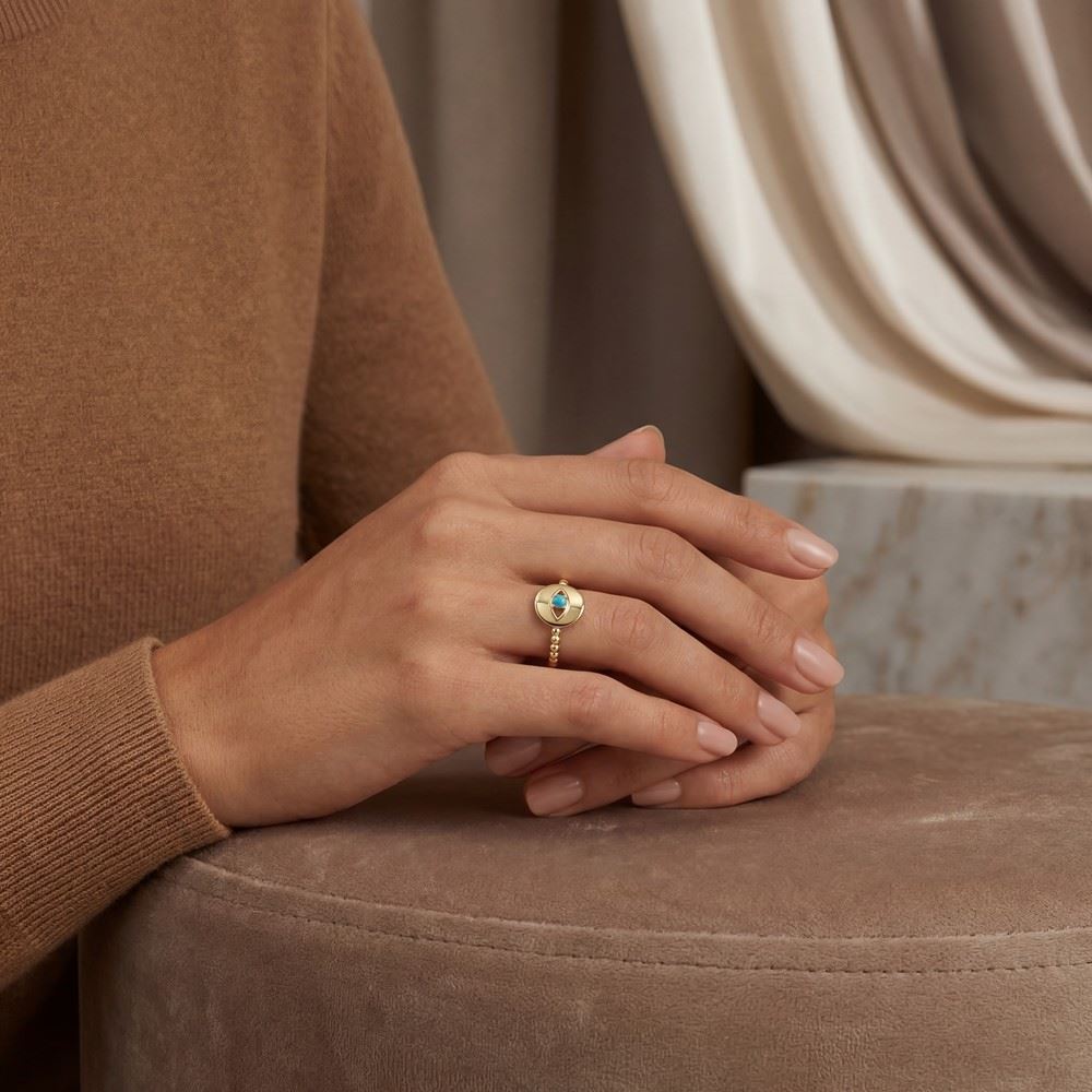 Firuze Taşlı Plaka Yüzük