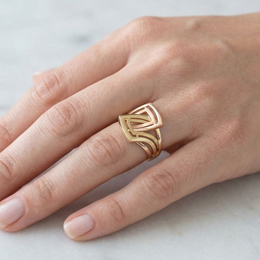 Grek Desen Üç Renk Yüzük