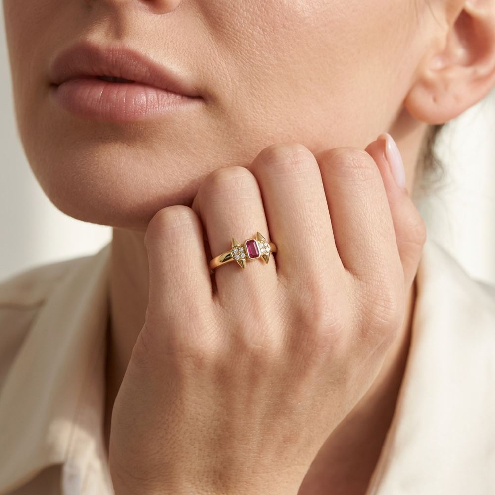 Ok Tasarım Baget Taşlı Yüzük