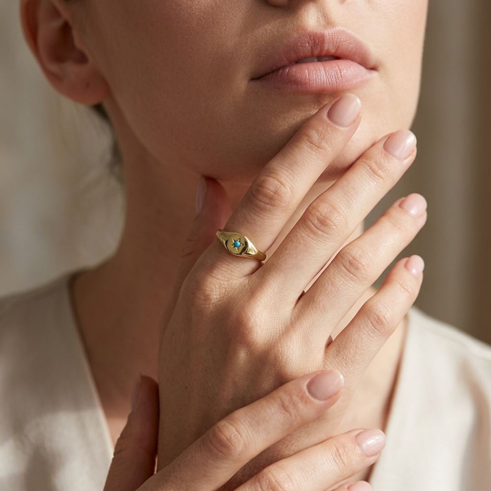 Kutup Yıldız Tasarım Renkli Taşlı Yüzük