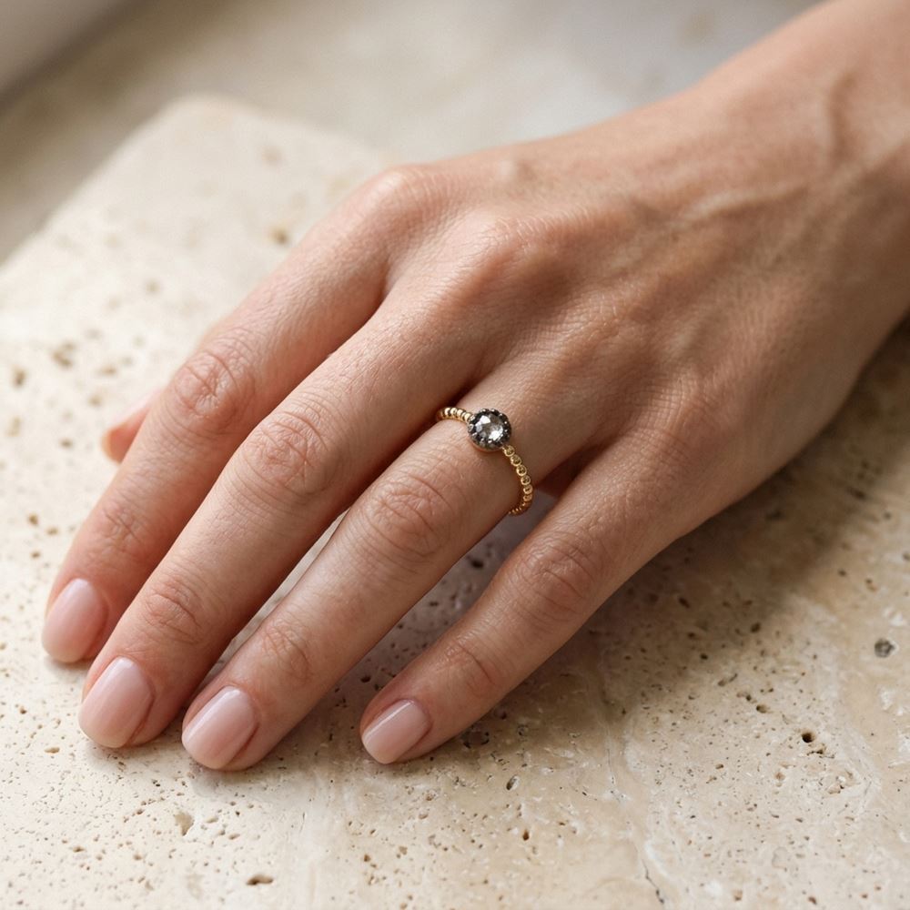 boncuk Tasarım Oval Taş Elmas Yüzük