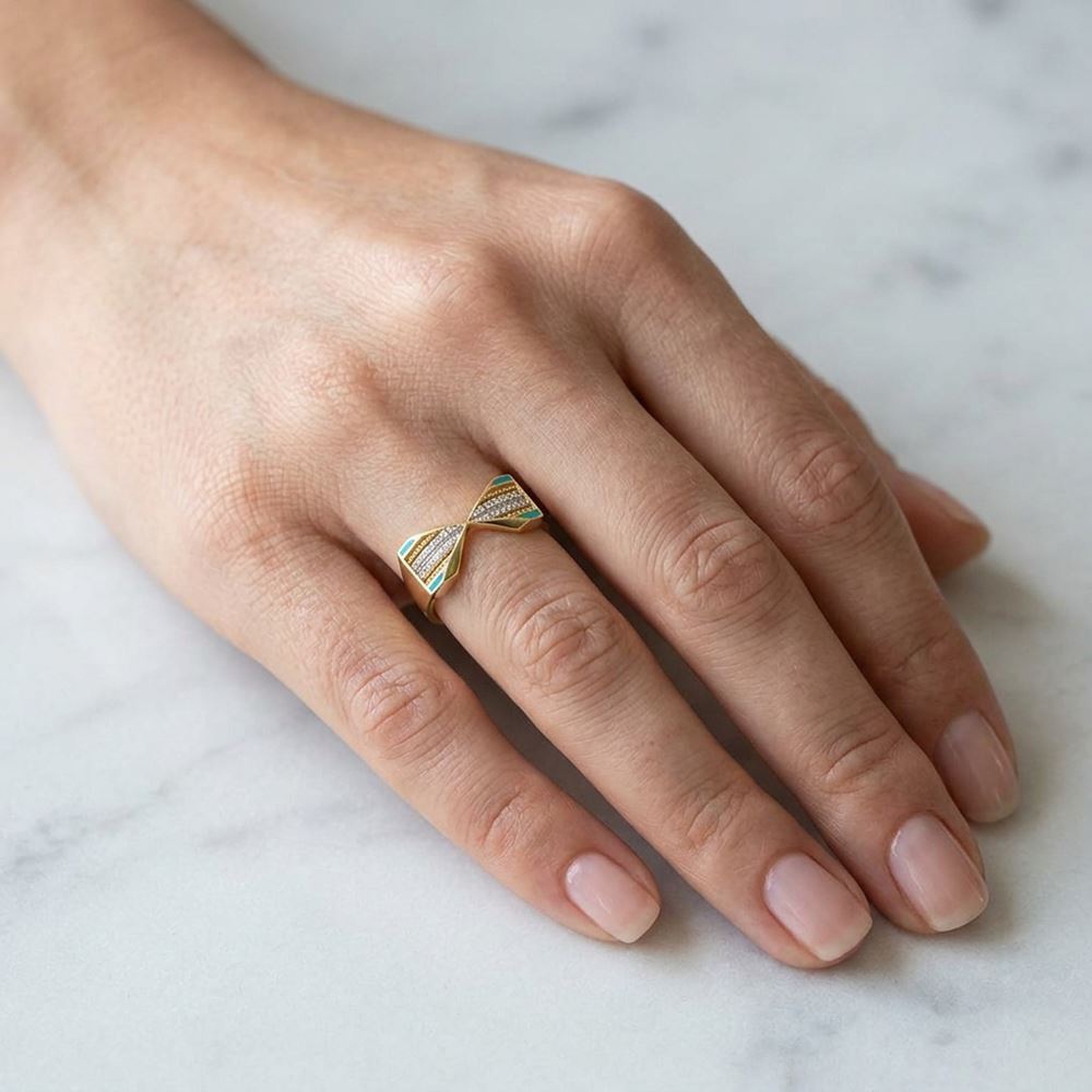 Papyon Taşlı Mineli Yüzük